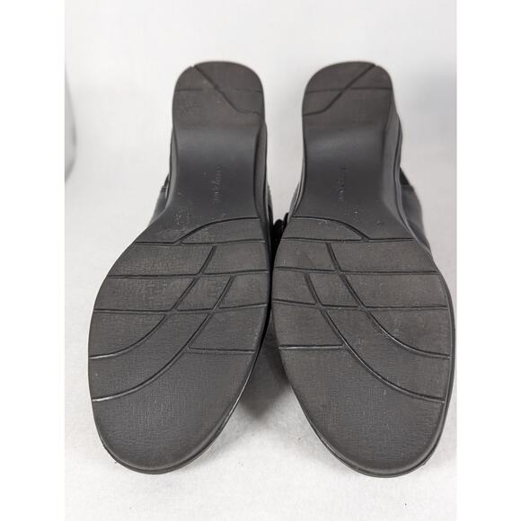 Easy Spirit mules Espallen size 10 M Black 2" heel GUC Leatheruppers little wear - Picture 6 of 8